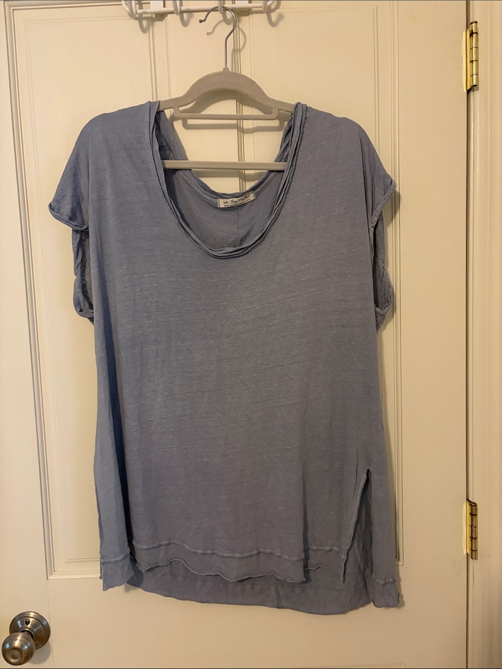 We The Free Light Blue Raw-Edge Scoop Tunic